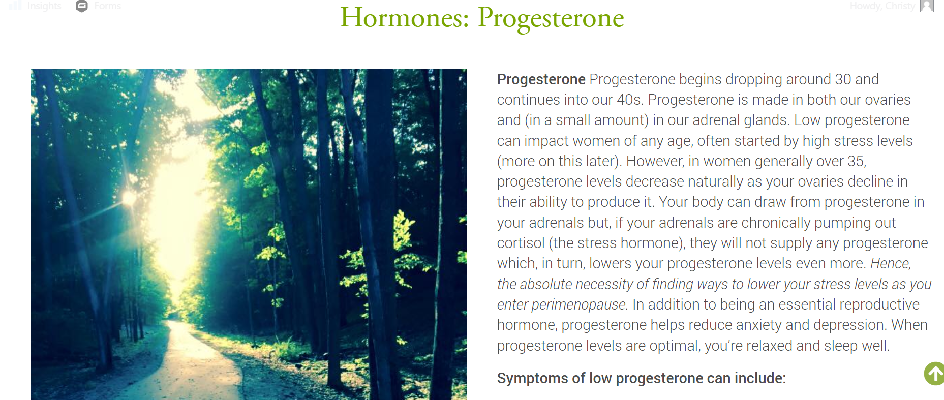 progesterone perimenopause